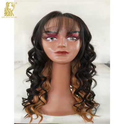 Mesin Remy Rambut 5 "* 5" Wig Potongan Depan Renda Dua Warna